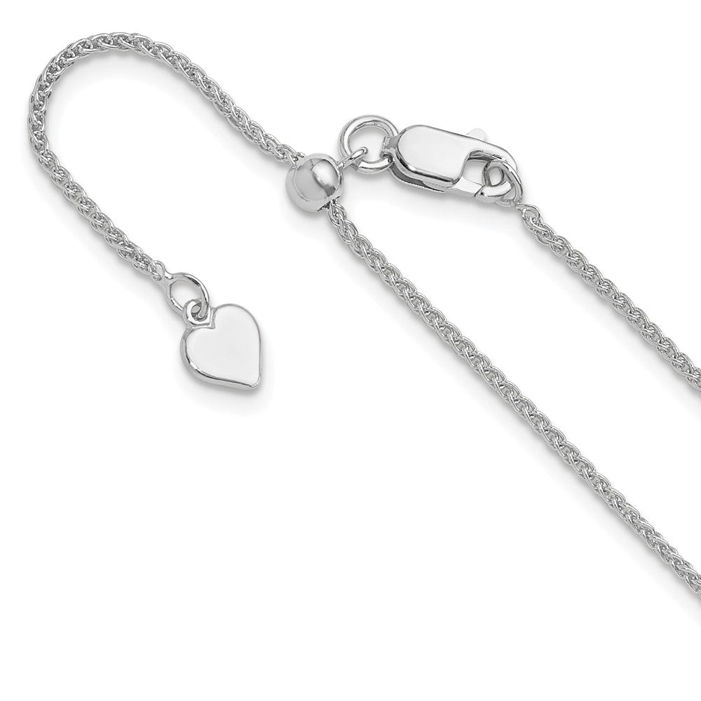Sterling Silver Rhodium-plated Adjustable 1.3mm Spiga Chain