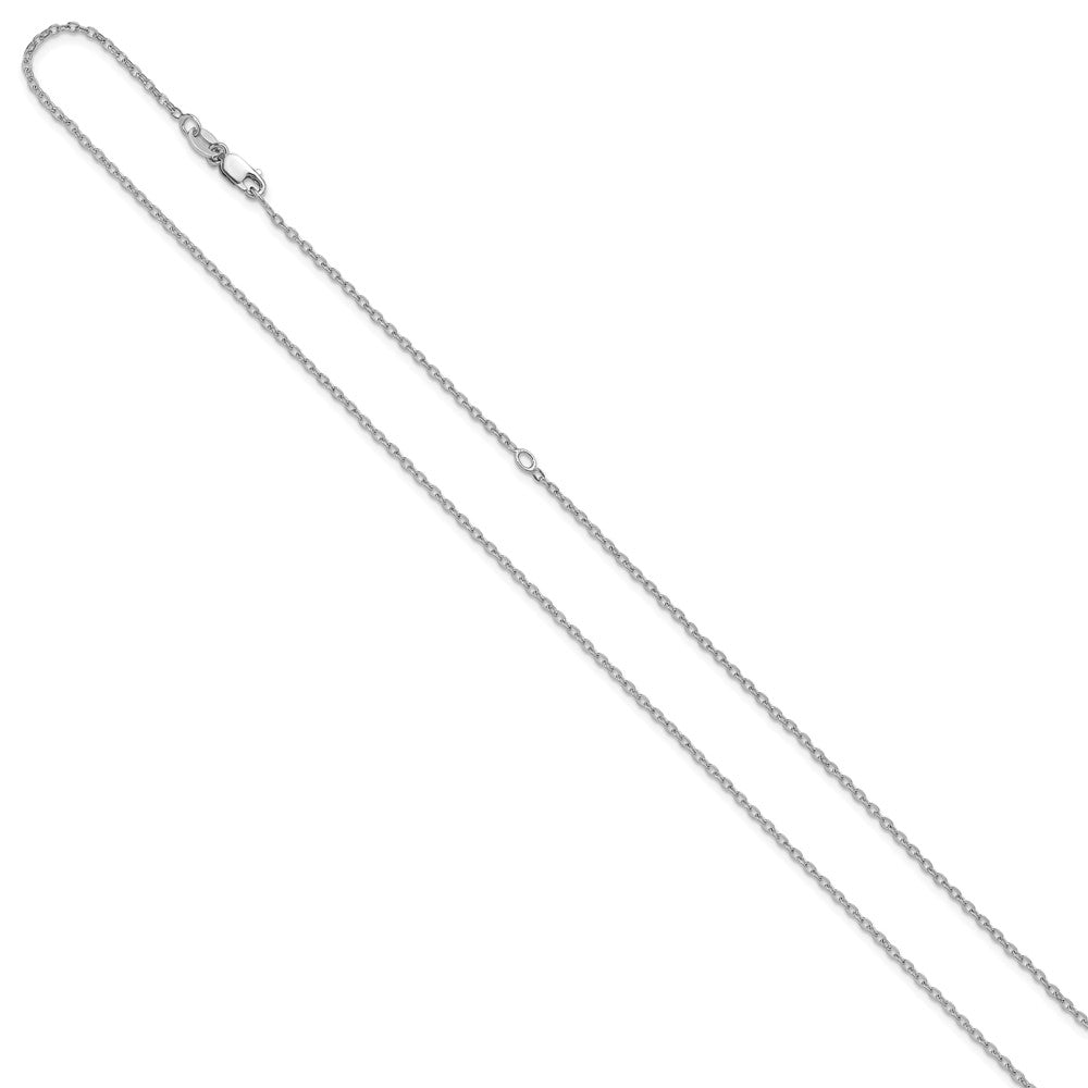 Sterling Silver Rhodium-plated 1.2mm Cable 16in with 2in ext. Chain