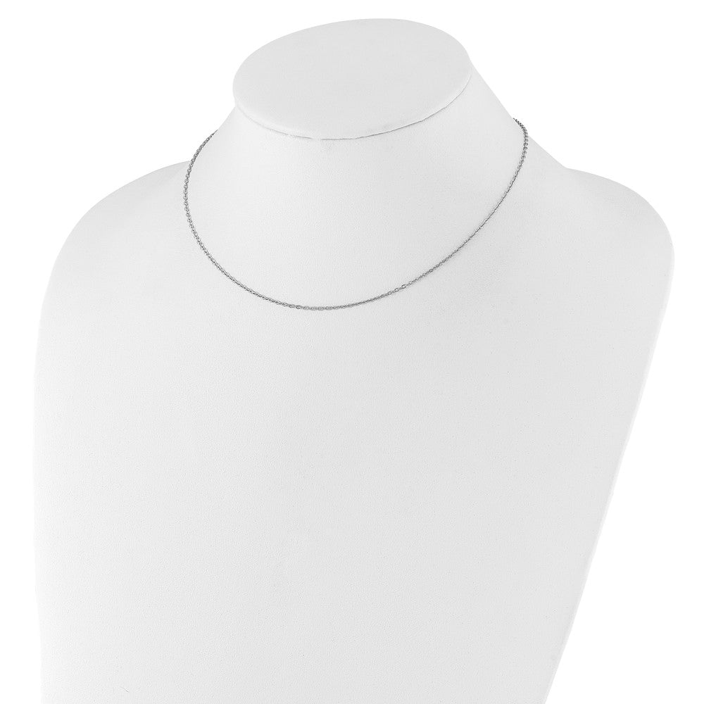 Sterling Silver Rhodium-plated 1.2mm Cable 16in with 2in ext. Chain