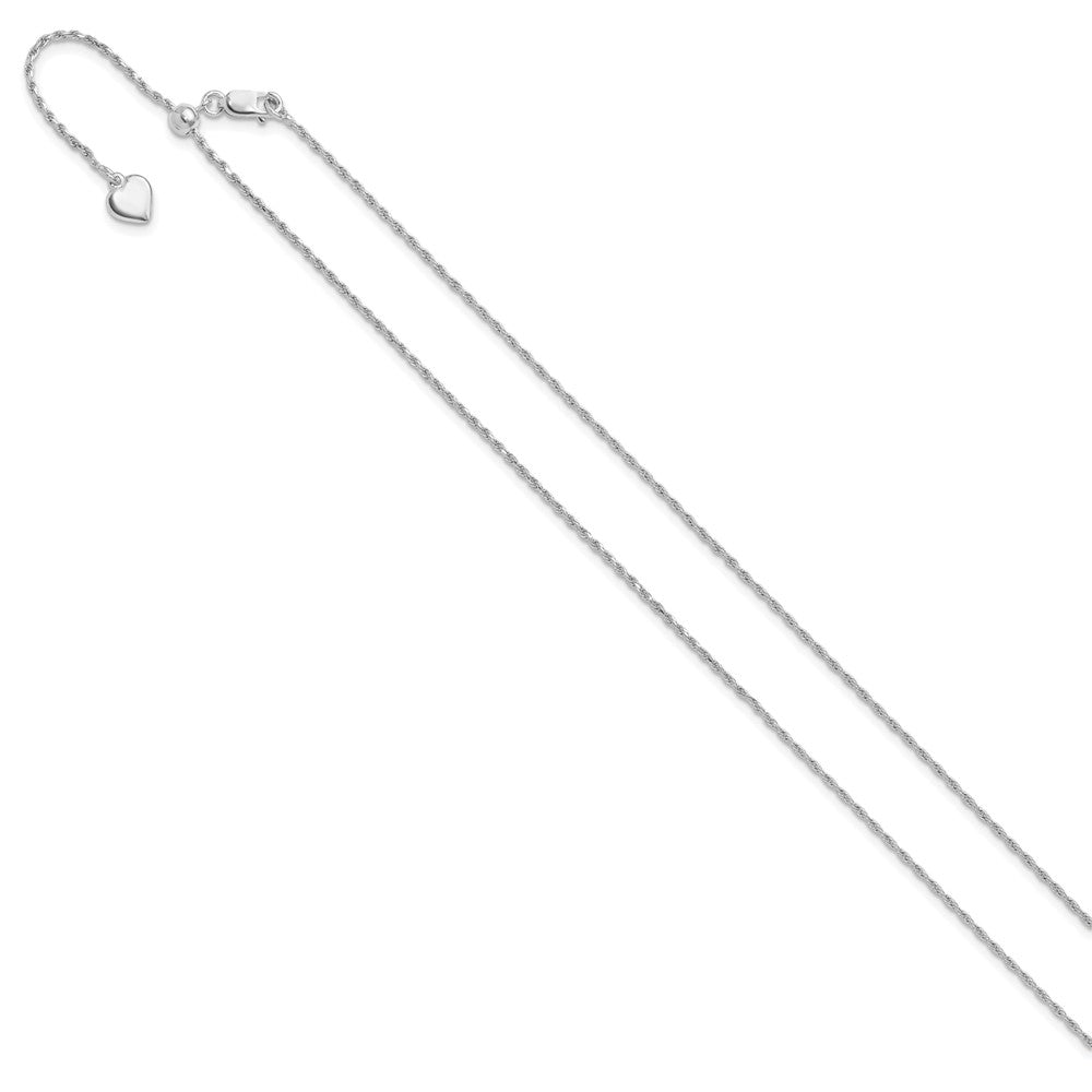 Sterling Silver Rhodium-plated Adjustable 1.2mm Diamond-cut Rope Chain