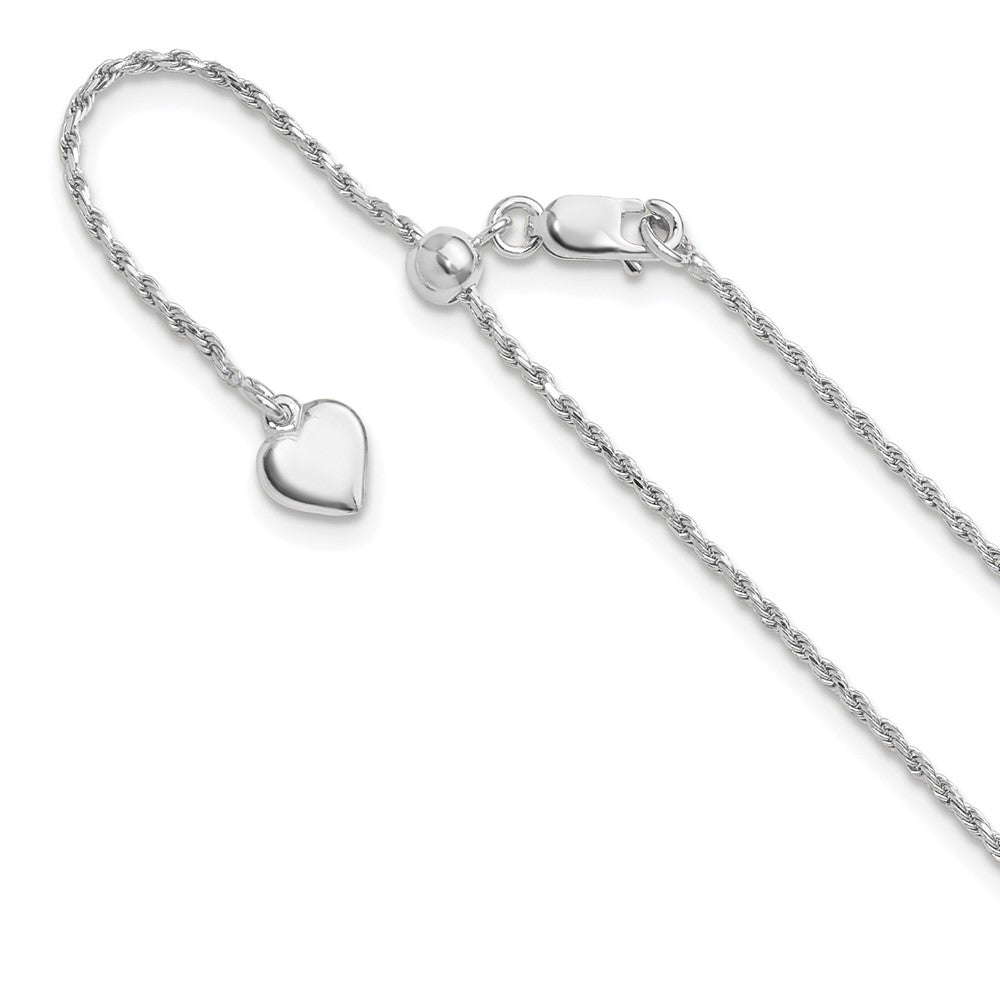 Sterling Silver Rhodium-plated Adjustable 1.2mm Diamond-cut Rope Chain
