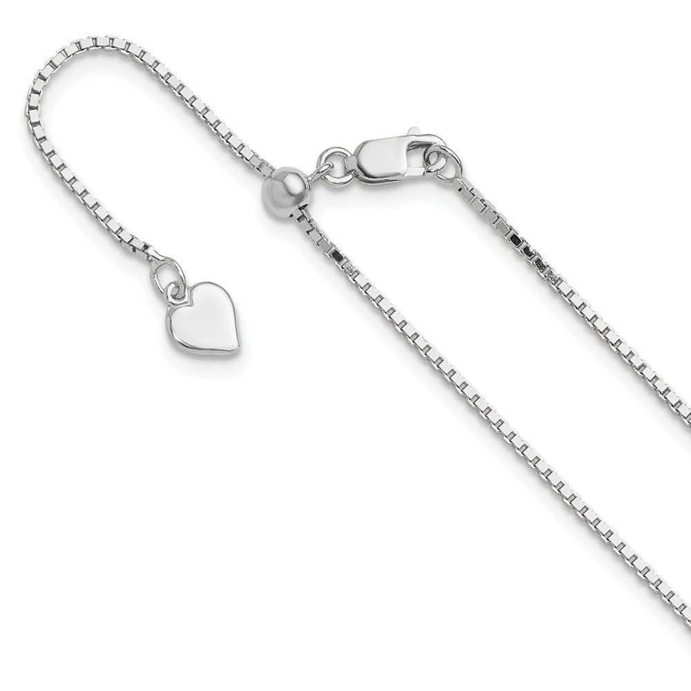 Sterling Silver Rhodium-plated Adjustable 1.1mm Box Chain