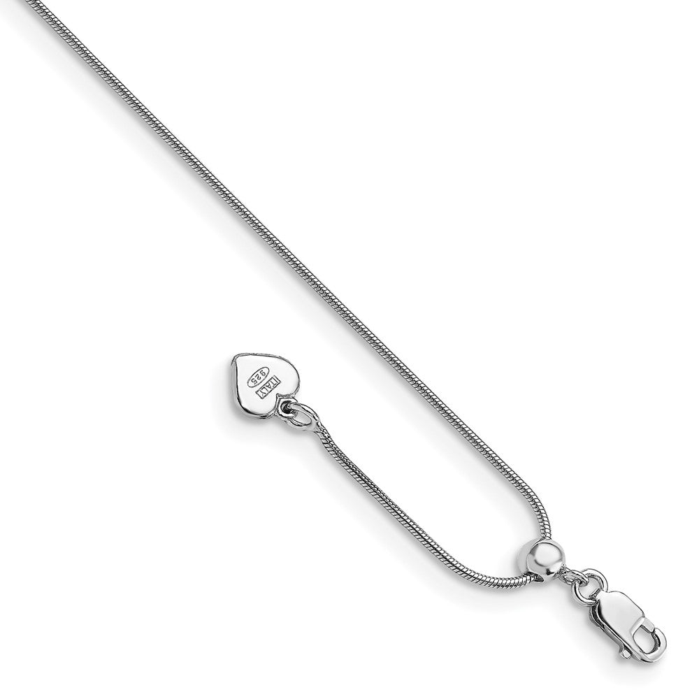 Sterling Silver Rhodium-plated Adjustable Snake Chain Anklet