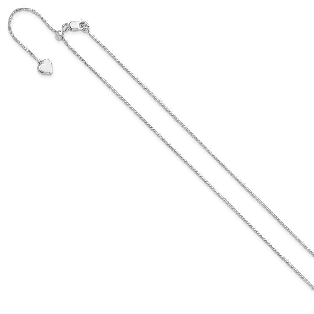 Sterling Silver Rhodium-plated Adjustable .95mm Snake Chain