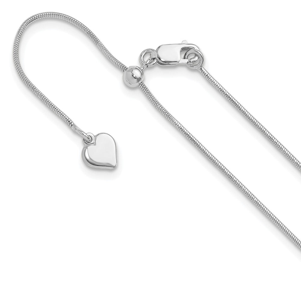Sterling Silver Rhodium-plated Adjustable .95mm Snake Chain