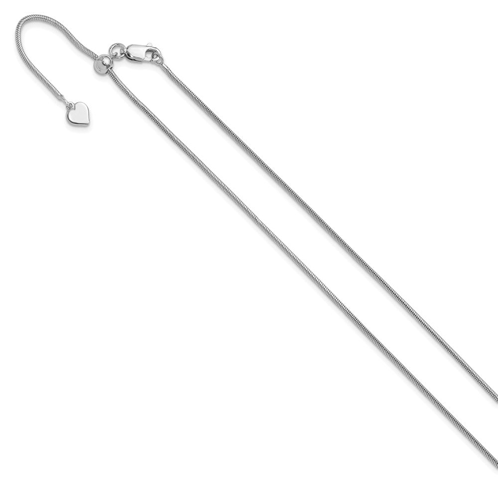 Sterling Silver Rhodium-plated Adjustable 1.4mm Snake Chain