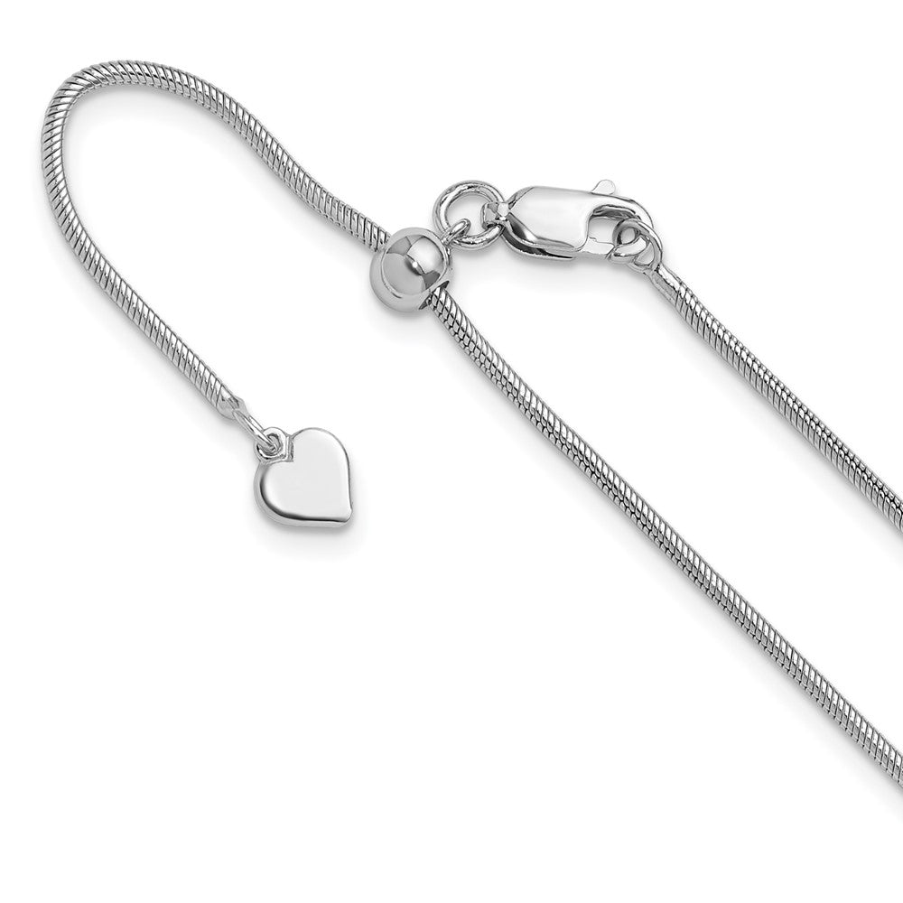 Sterling Silver Rhodium-plated Adjustable 1.4mm Snake Chain
