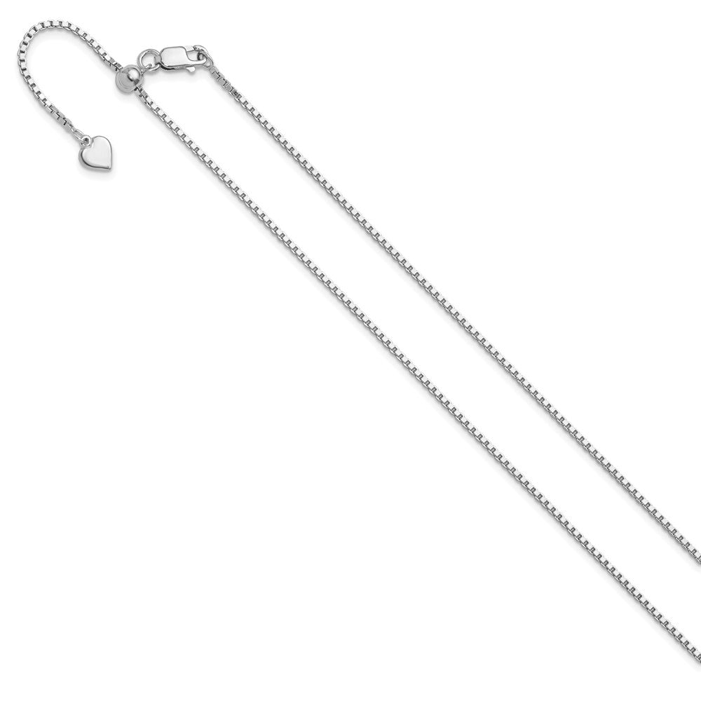 Sterling Silver Rhodium-plated Adjustable 1.3mm Box Chain