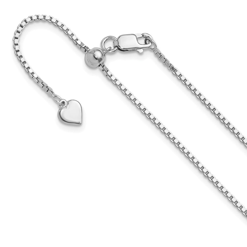 Sterling Silver Rhodium-plated Adjustable 1.3mm Box Chain