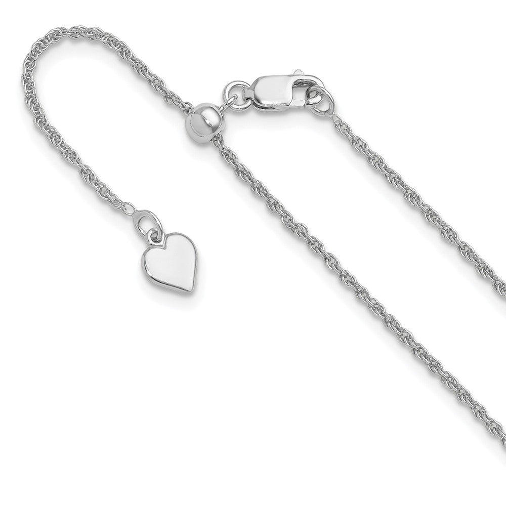 Sterling Silver Rhodium-plated Adjustable 1.35mm Loose Rope Chain