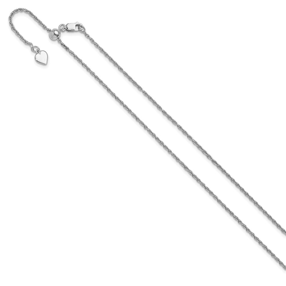 Sterling Silver Rhodium-plated Adjustable 1.55mm Loose Rope Chain