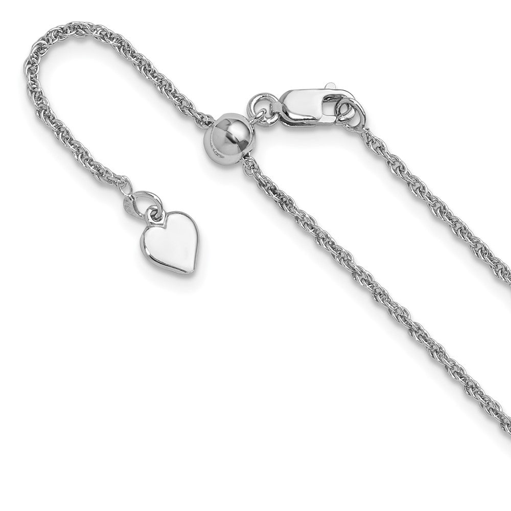 Sterling Silver Rhodium-plated Adjustable 1.55mm Loose Rope Chain