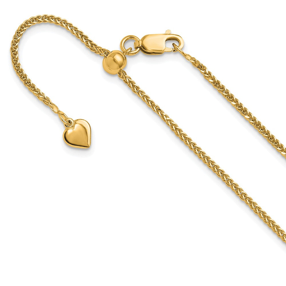 Sterling Silver Gold-plt Adjustable 1.45mm Diamond-cut Square Spiga Chain