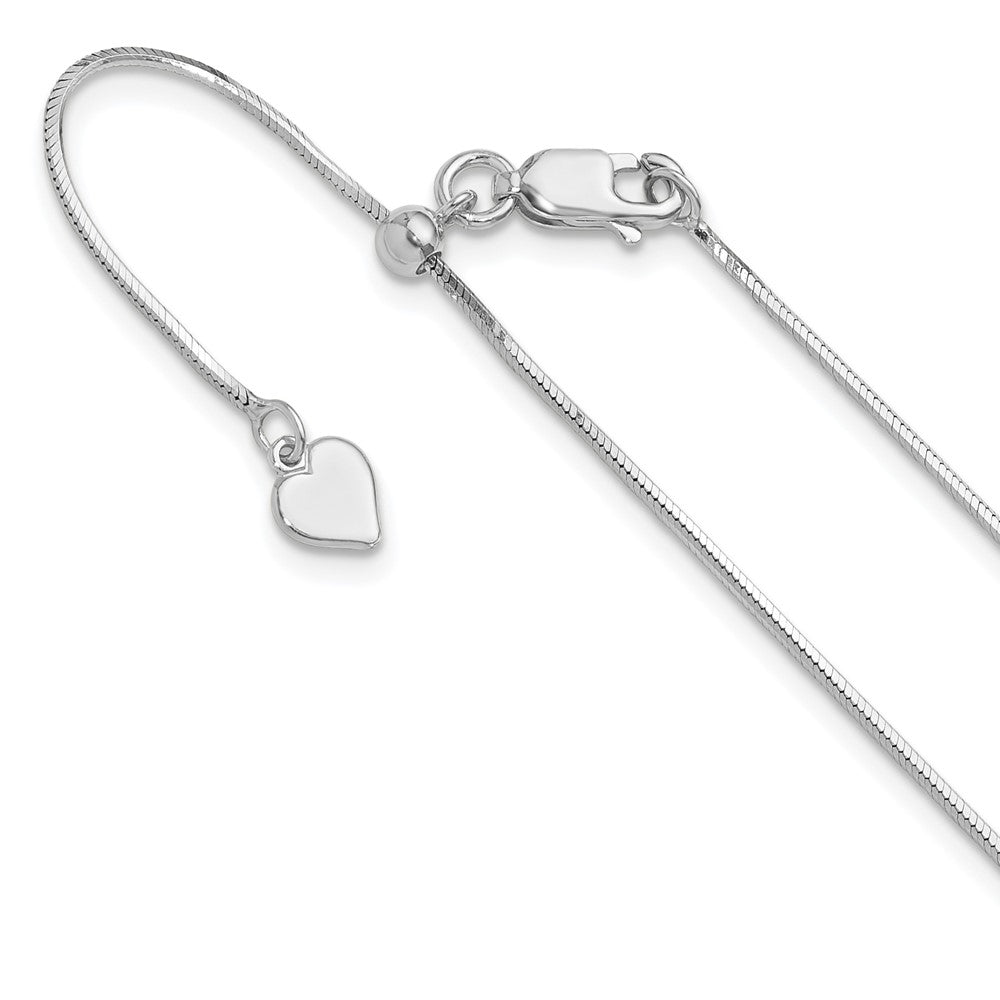 Sterling Silver RH-plt Adjustable 1mm Diamond-cut Square Snake Chain
