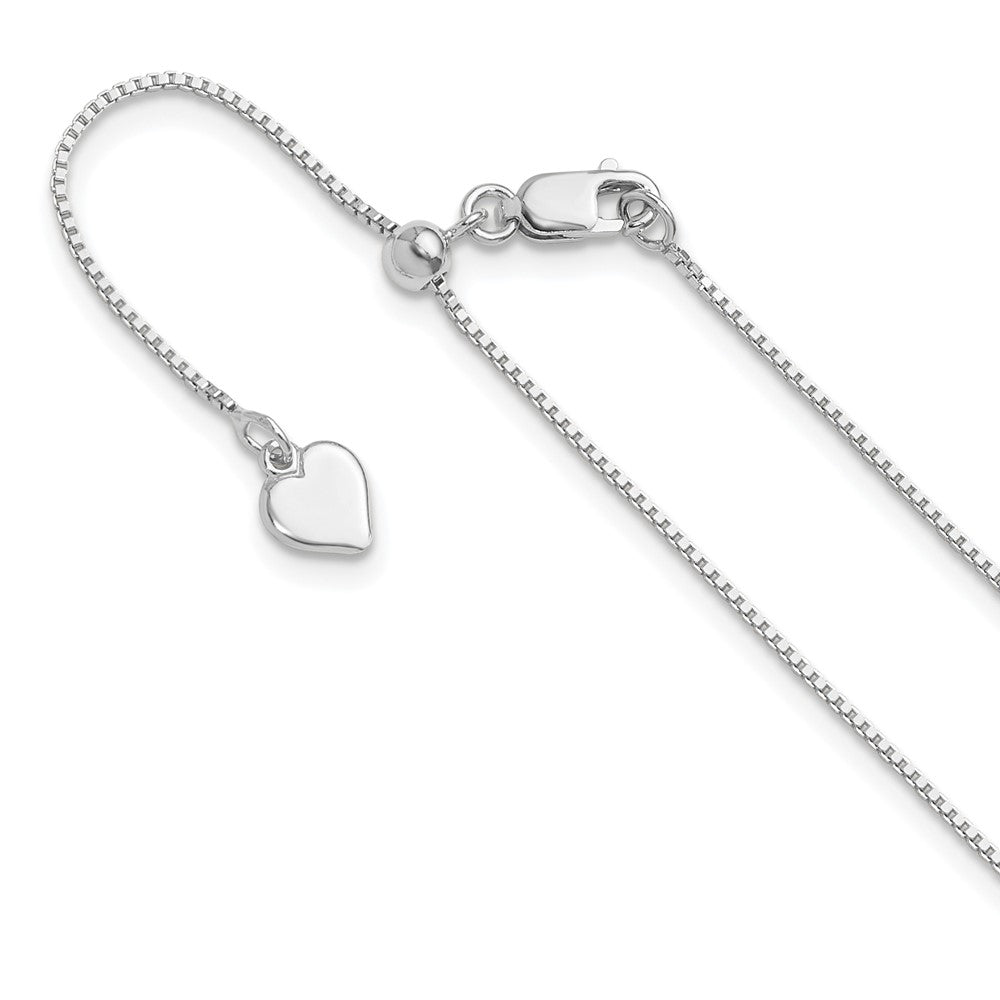 Sterling Silver Rhodium-plated Adjustable .85mm Box Chain