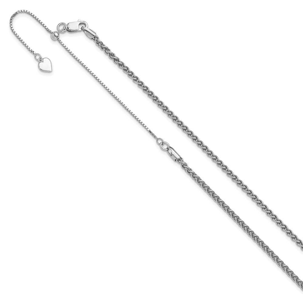 Sterling Silver Rhodium-plated Adjustable 2.5mm Wheat Chain