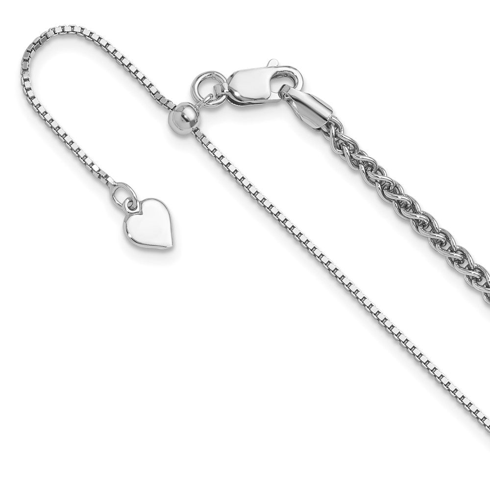 Sterling Silver Rhodium-plated Adjustable 2.5mm Spiga Chain