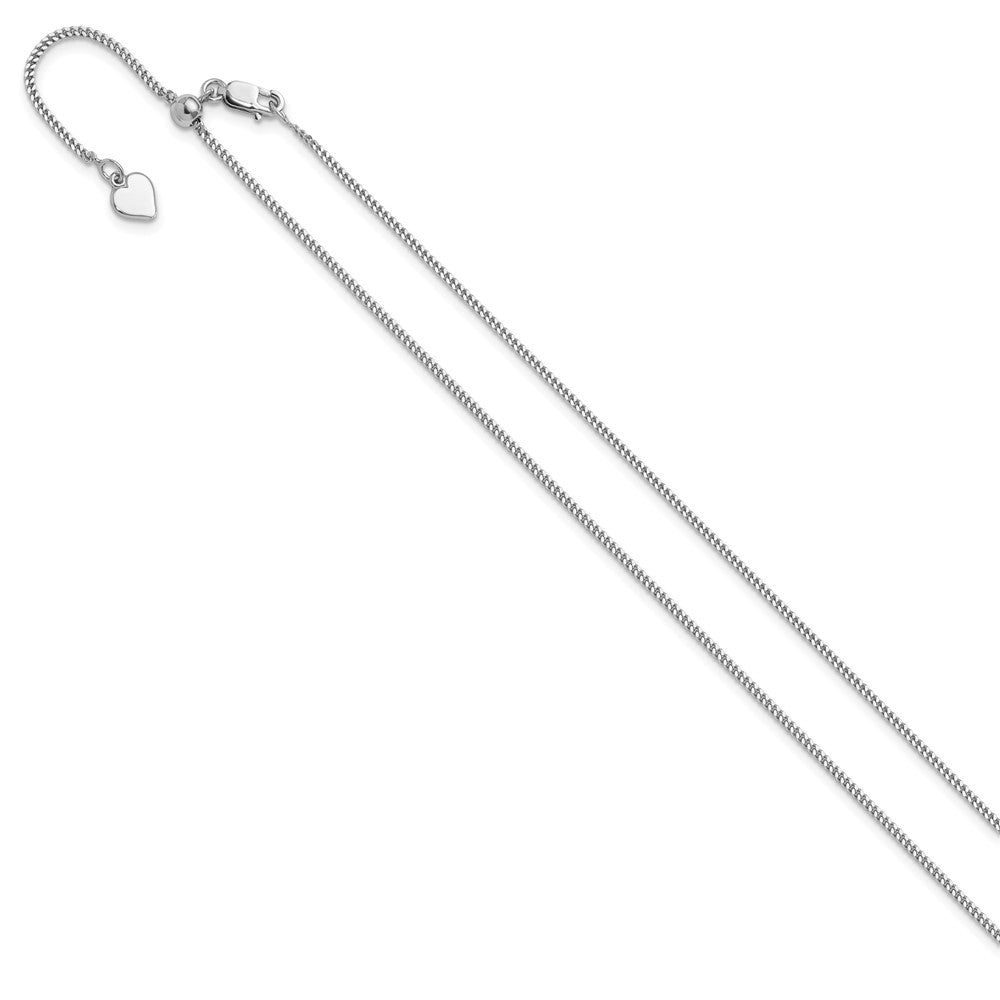 Sterling Silver Rhodium-plated Adjustable 1.4mm Curb Chain