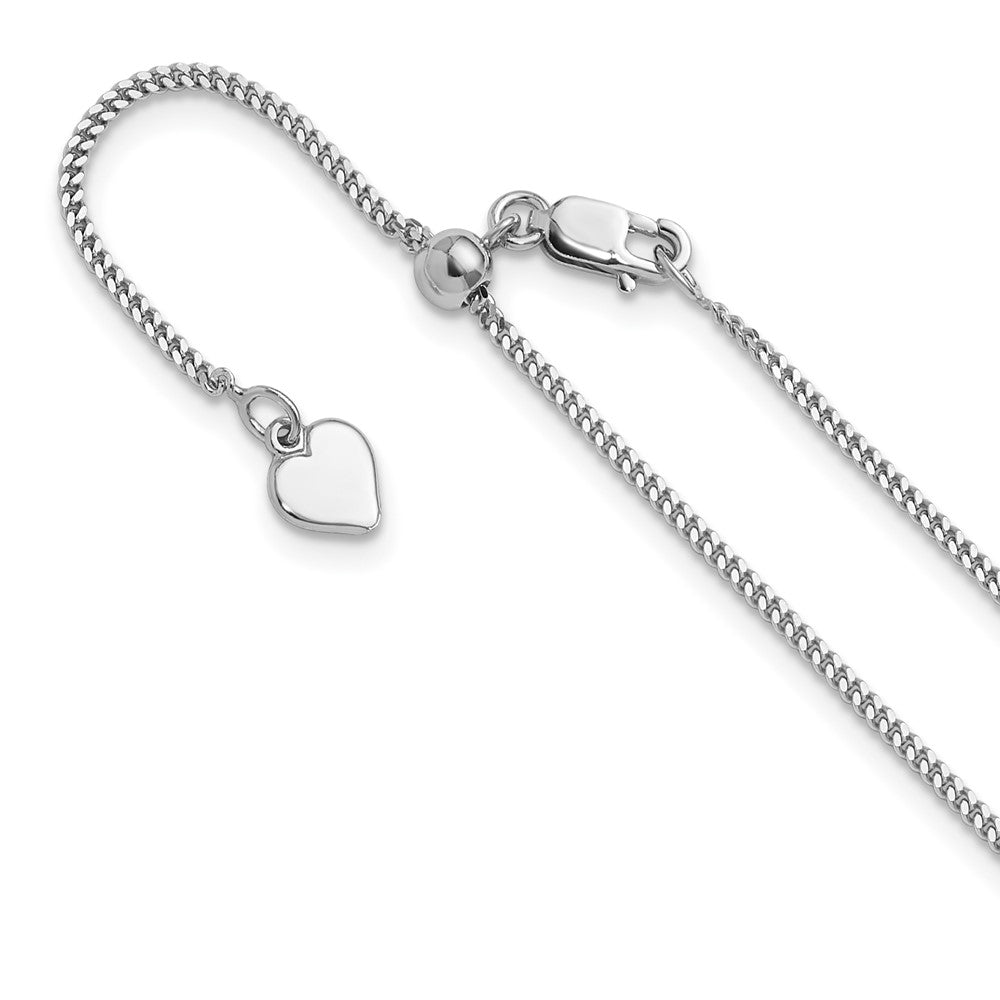 Sterling Silver Rhodium-plated Adjustable 1.4mm Curb Chain