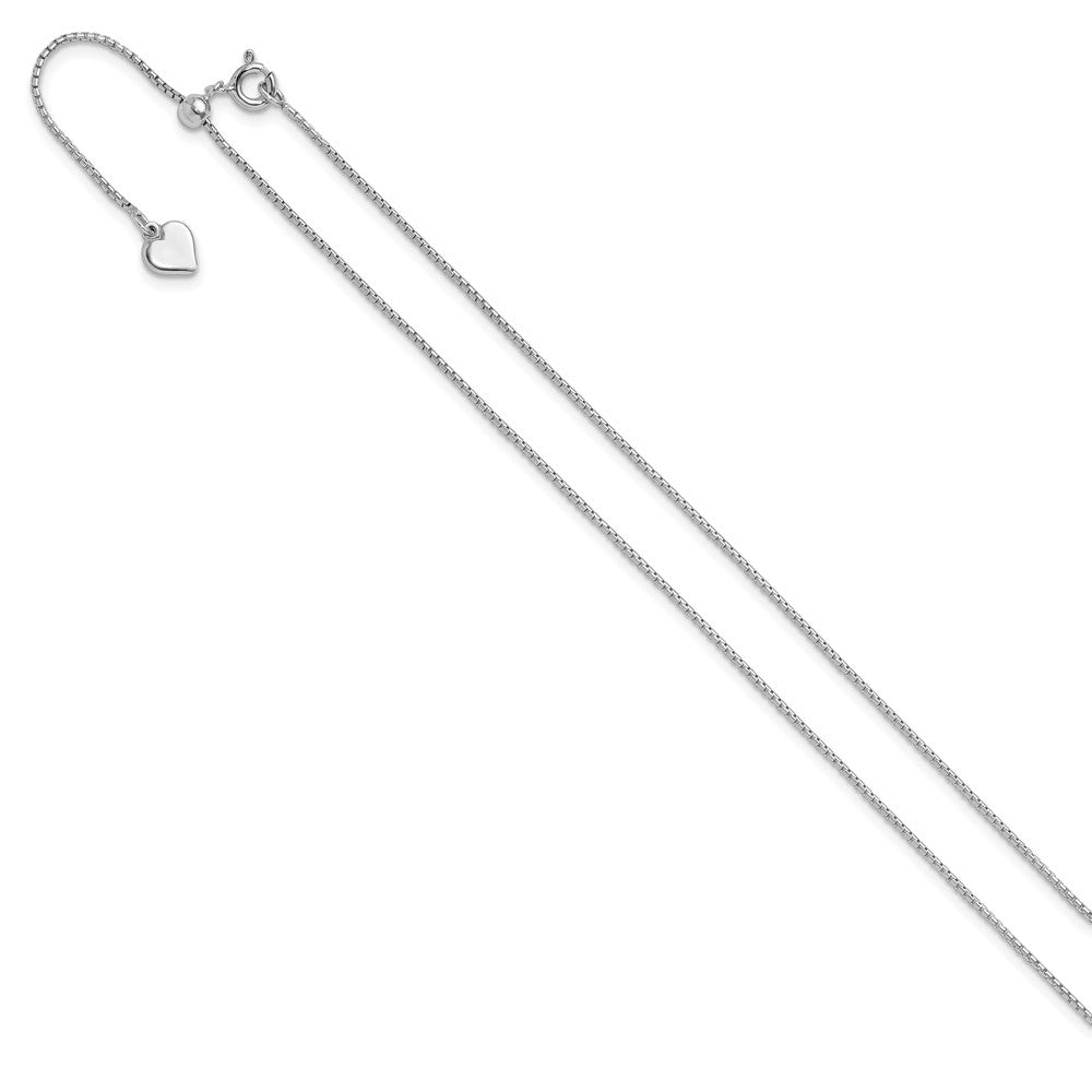 Sterling Silver Rhodium-plated Adjustable .95mm Round Box Chain
