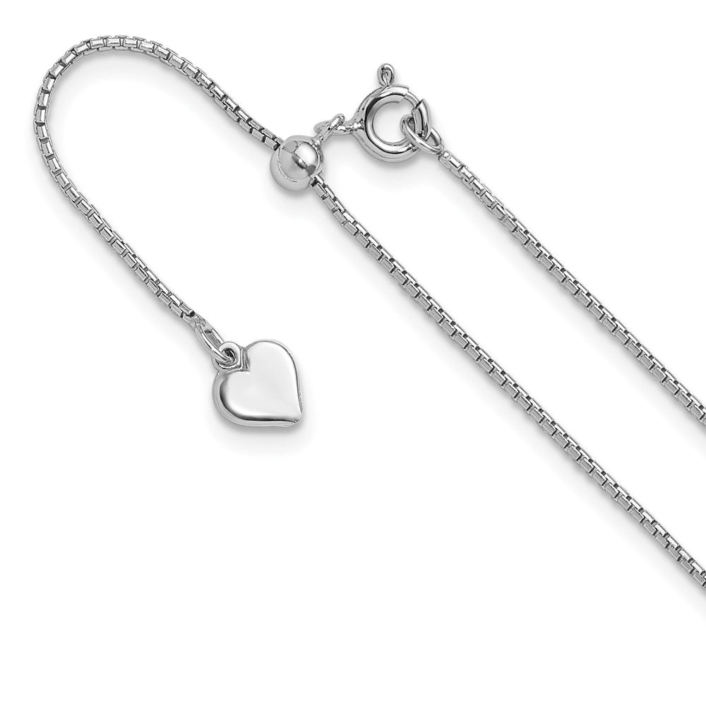 Sterling Silver Rhodium-plated Adjustable .95mm Round Box Chain