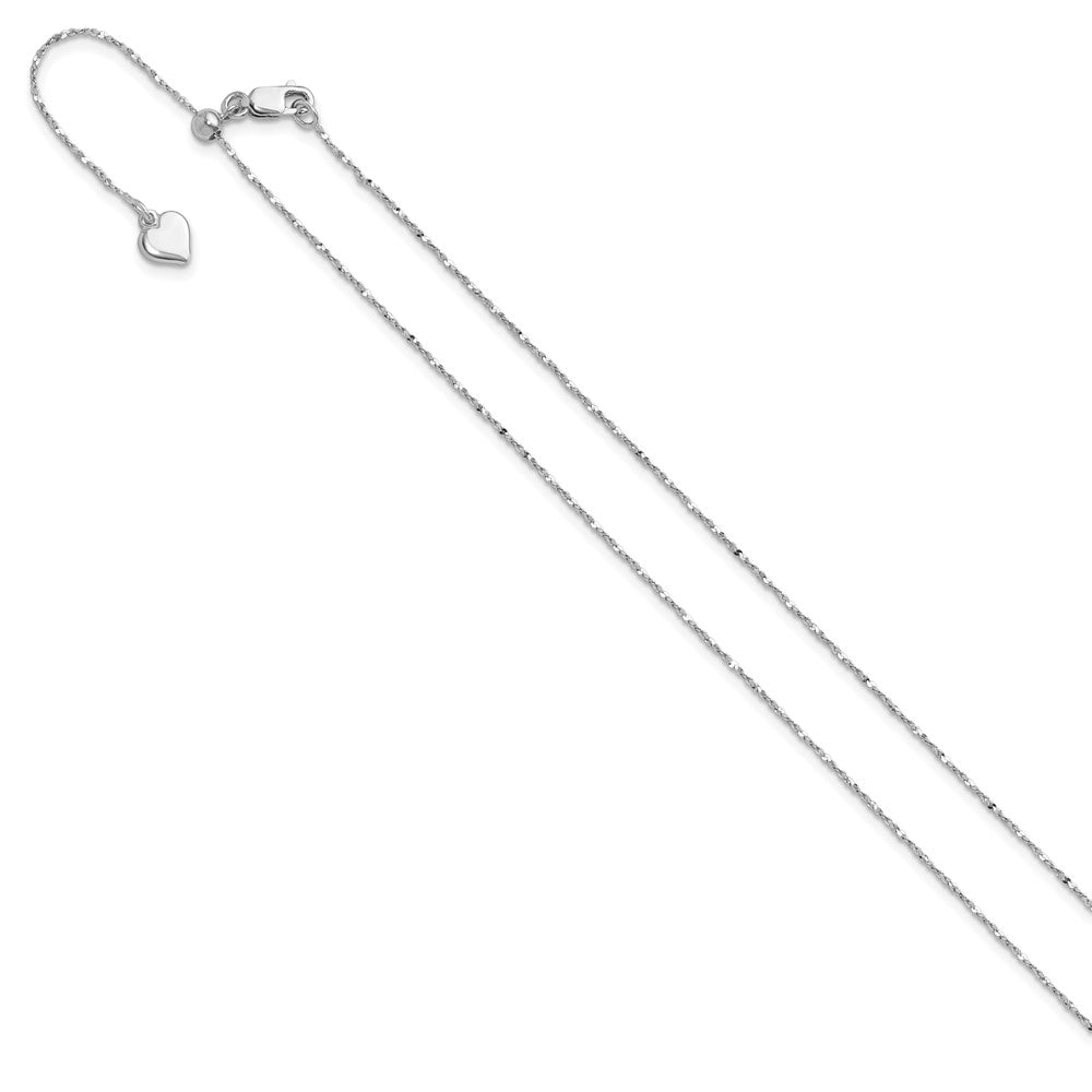 Sterling Silver Rhodium-plated Adjustable .95mm Singapore Chain