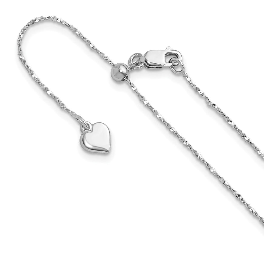 Sterling Silver Rhodium-plated Adjustable .95mm Singapore Chain