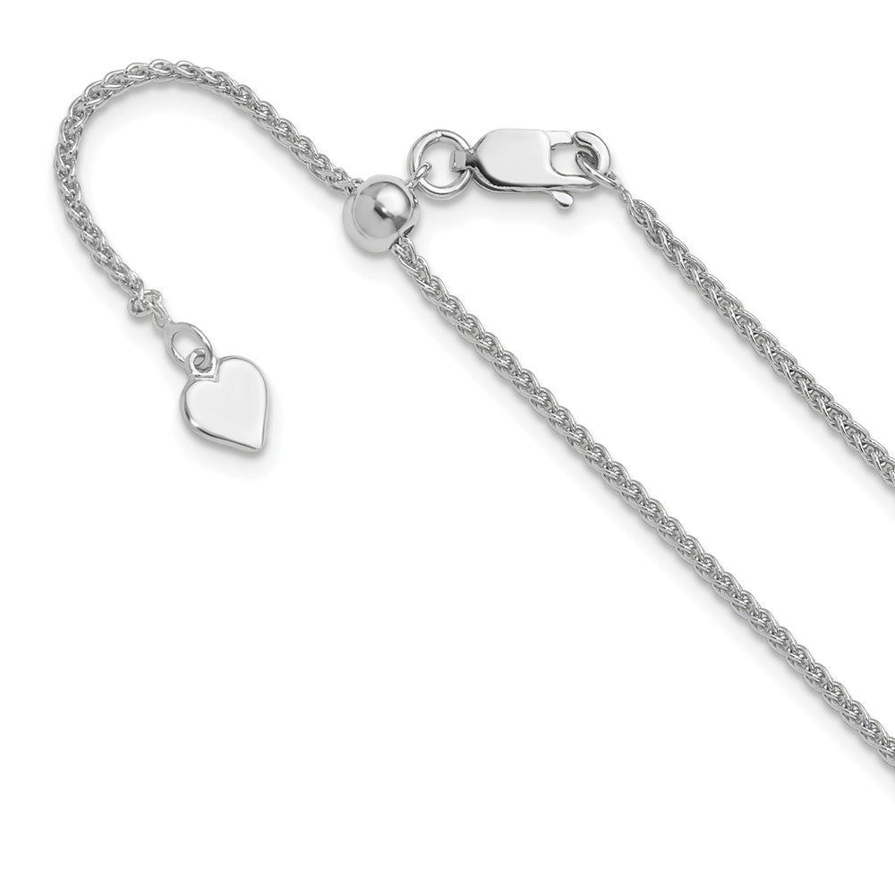 Sterling Silver Rhodium-plated Adjustable 1.5mm Spiga Chain