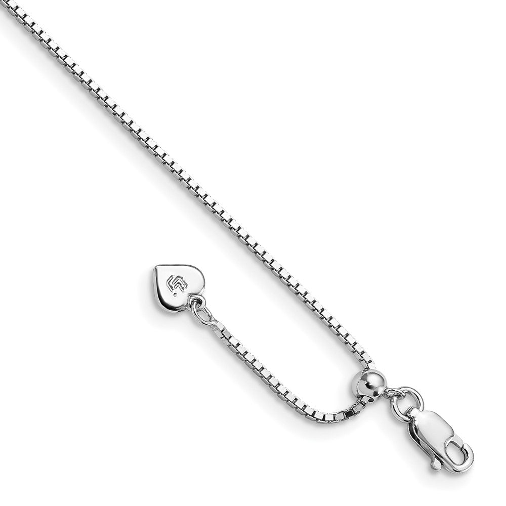 Sterling Silver Rhodium-plated Adjustable Box Chain Anklet