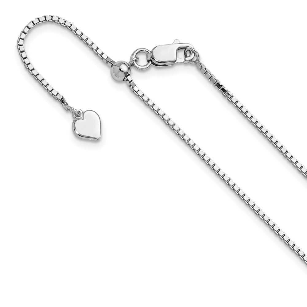 Sterling Silver Rhodium-plated Adjustable 1.15mm Box Chain