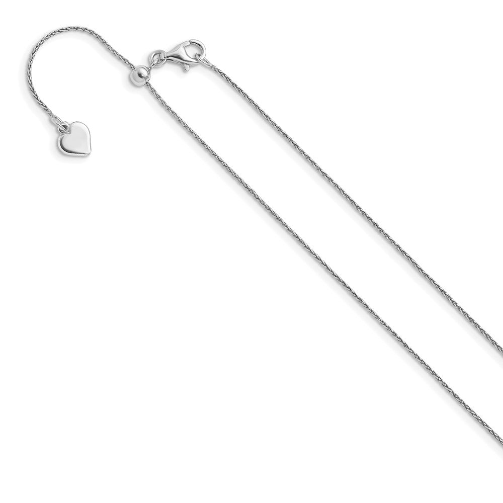 Sterling Silver Rhodium-plated Adjustable .85mm Diamond-cut Spiga Chain