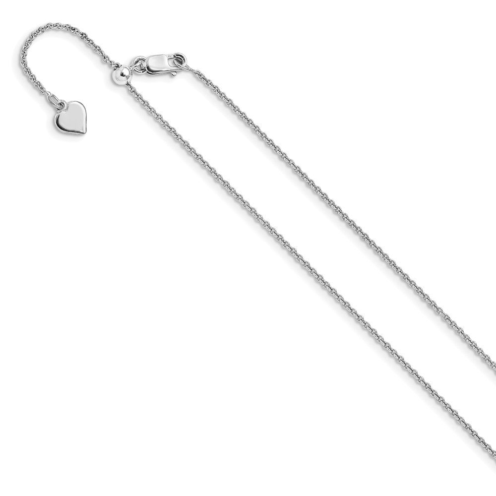 Sterling Silver Rhodium-plated Adjustable 1.3mm Rolo Chain