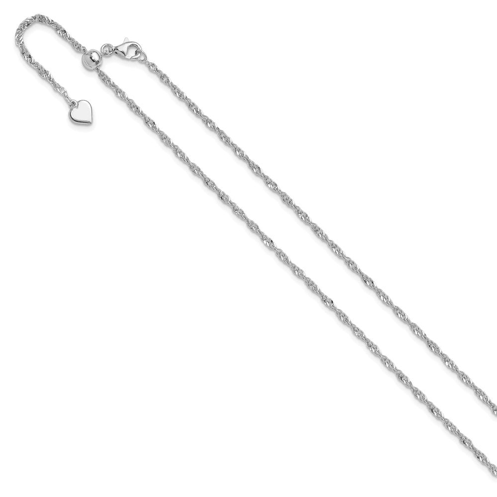 Sterling Silver Rhodium-plated Adjustable 2mm Singapore Chain