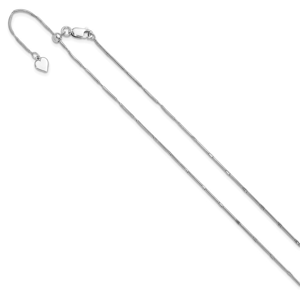Sterling Silver Rhodium-plated Diamond-cut Adjustable Snake Chain