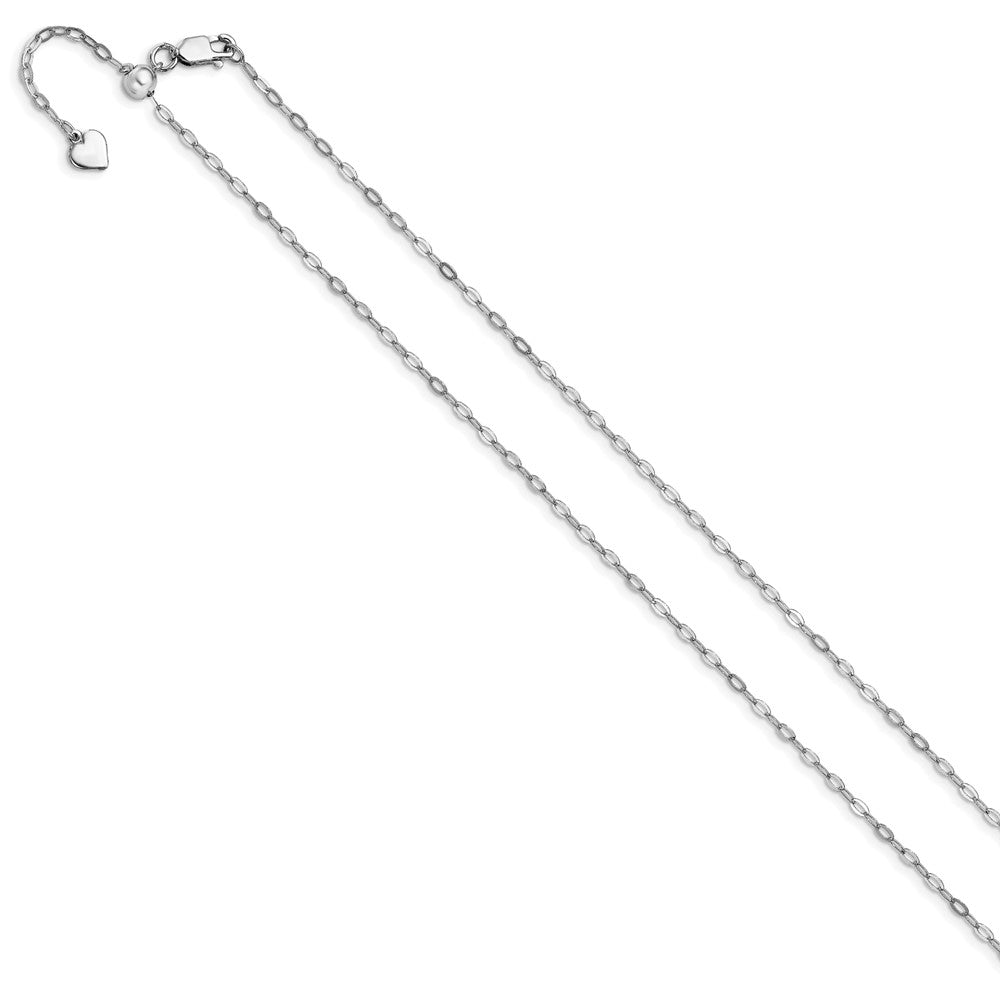 Sterling Silver Rhodium-plated Adjustable 2mm Flat Oval Chain