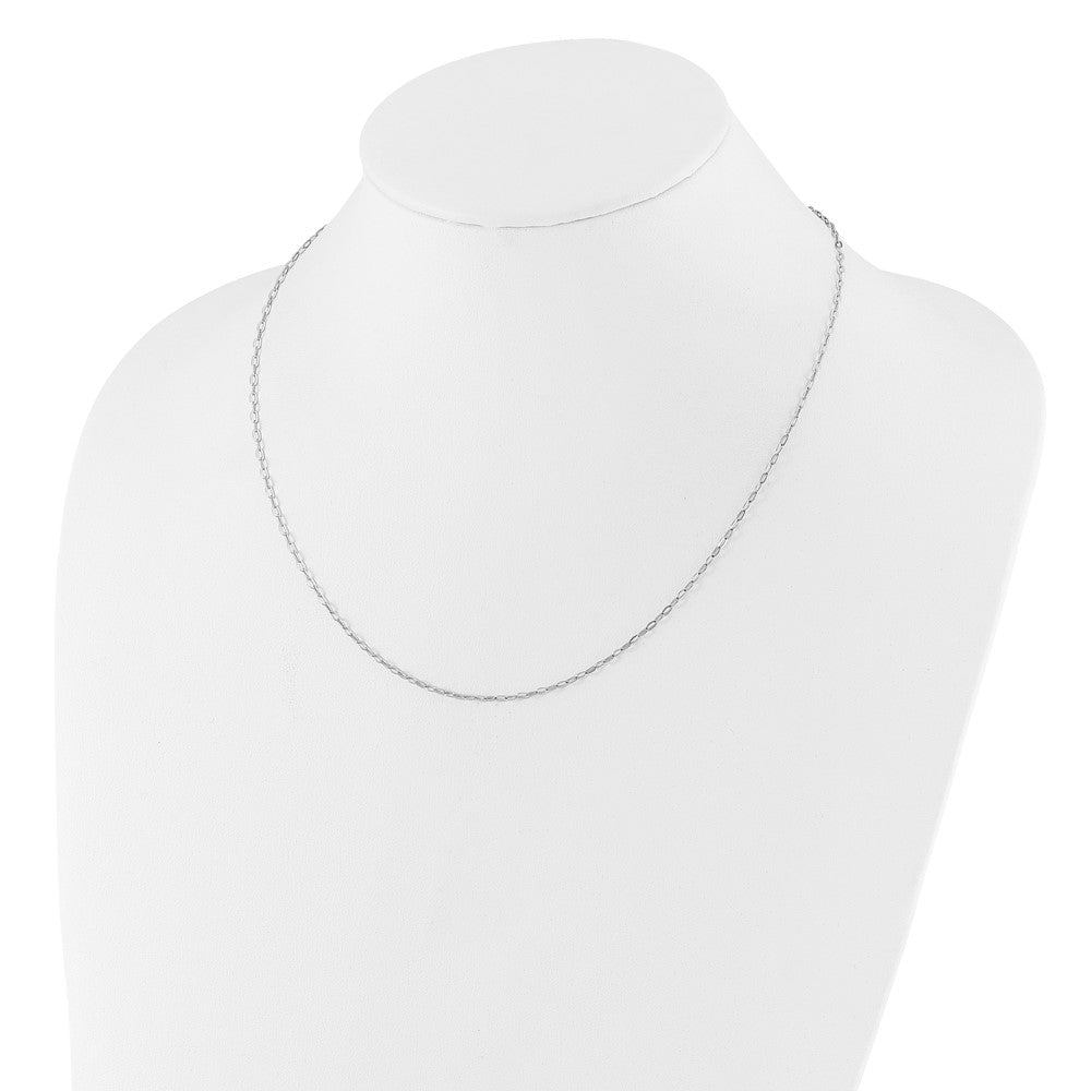Sterling Silver Rhodium-plated Adjustable 2mm Flat Oval Chain
