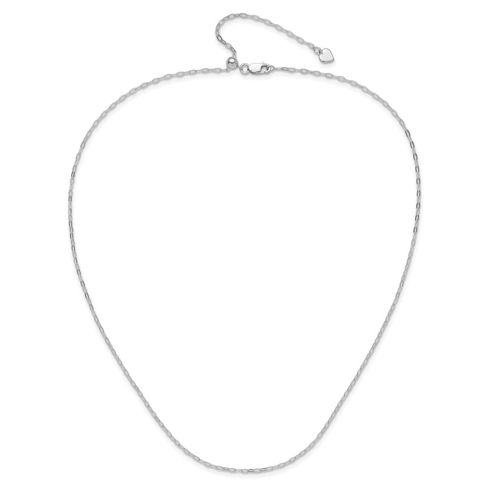 Sterling Silver Rhodium-plated Adjustable 2mm Flat Oval Chain