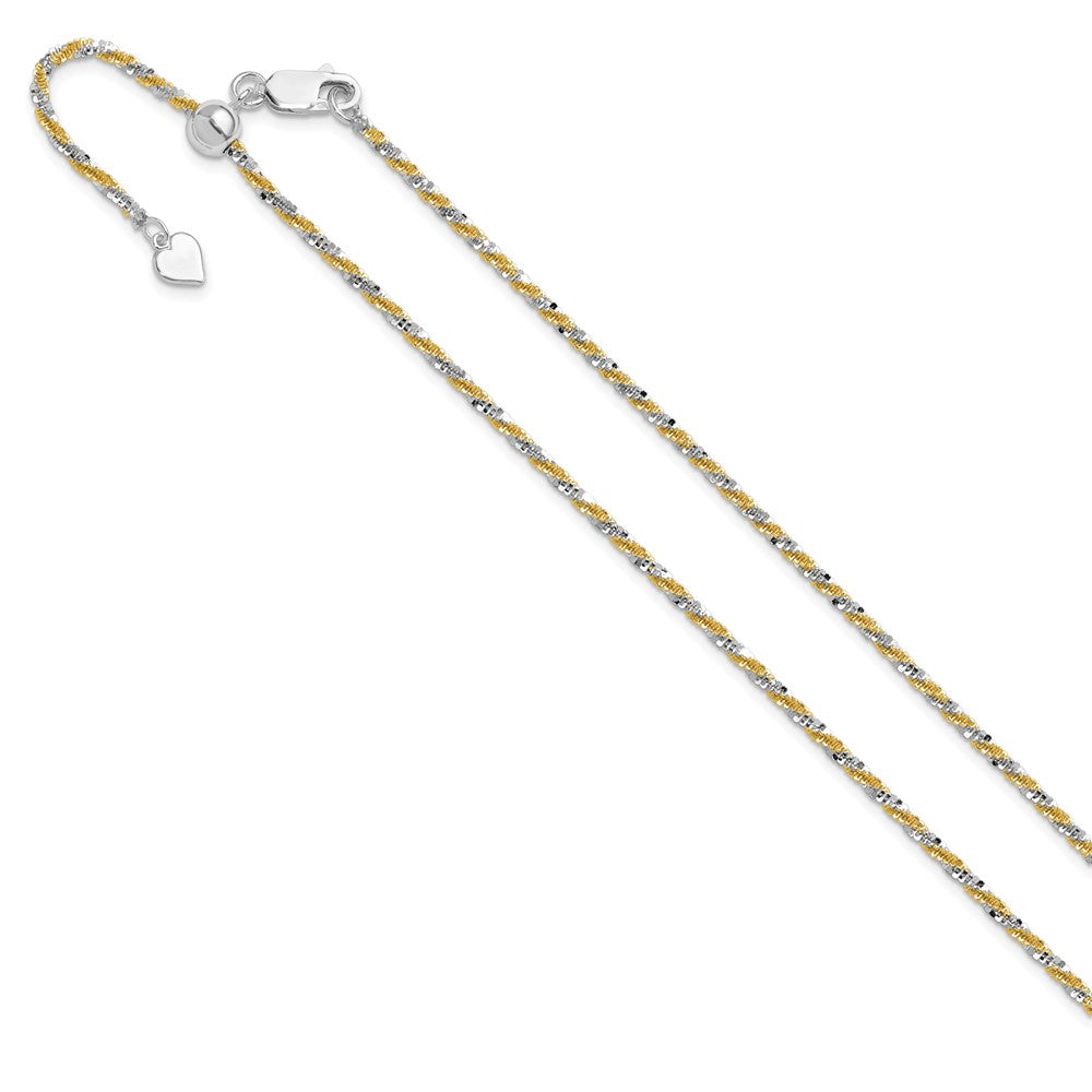 Sterling Silver with Gold-tone Adjustable 2mm Cyclone Chain