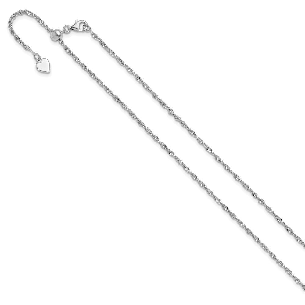 Sterling Silver Rhodium-plated Adjustable 1.6mm Singapore Chain