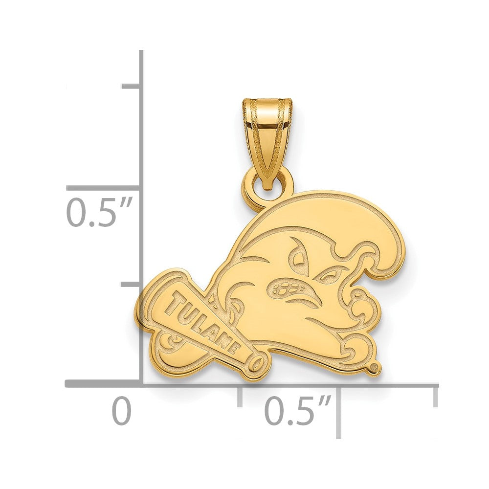 Sterling Silver Gold-plated Tulane University Small Pendant