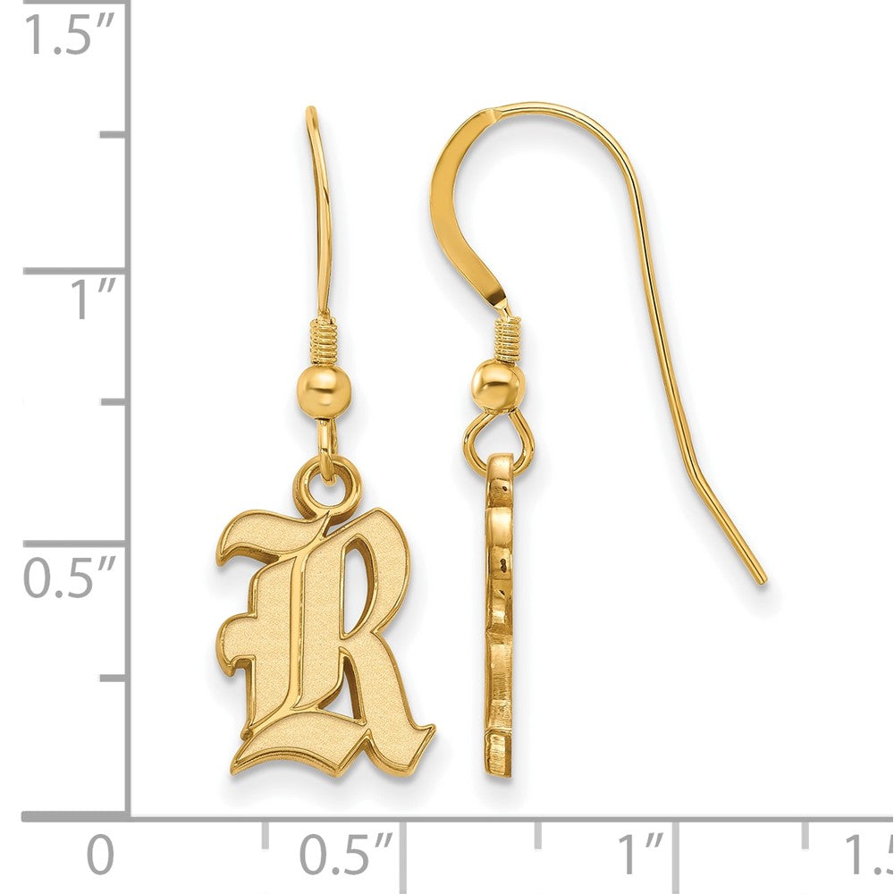 Sterling Silver Gold-plated Rice University Small Dangle Earrings