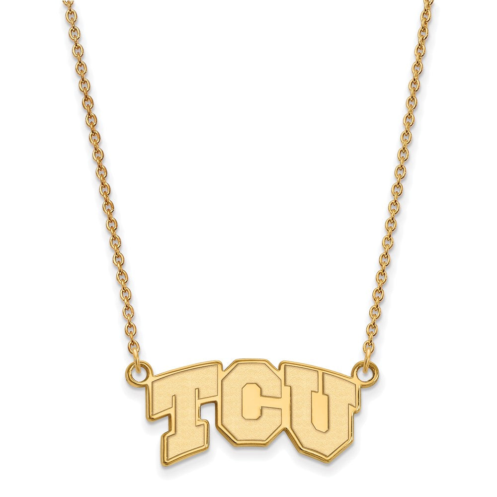 Sterling Silver Gold-plated Texas Christian U. Small Pendant Necklace