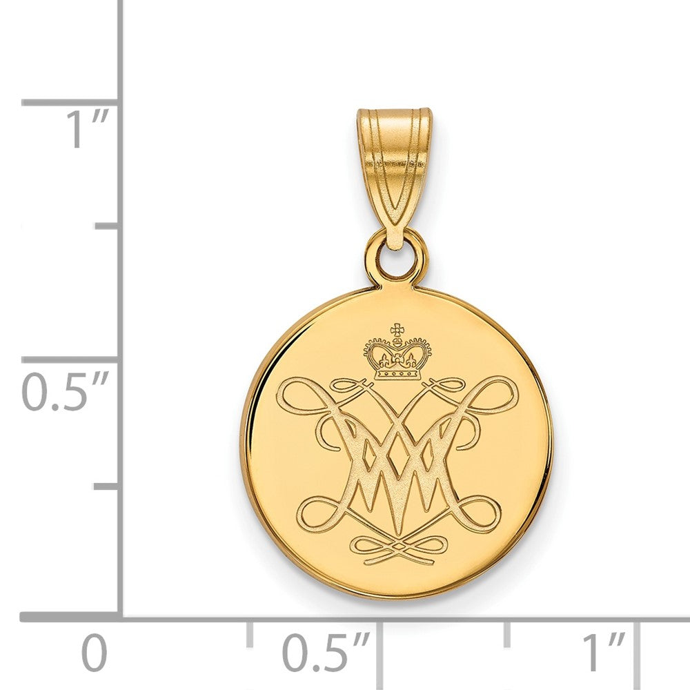 Sterling Silver Gold-plated William and Mary Medium Disc Pendant