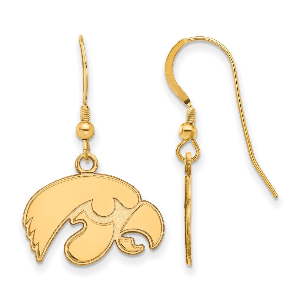 Sterling Silver Gold-plated University of Iowa Small Dangle Earrings