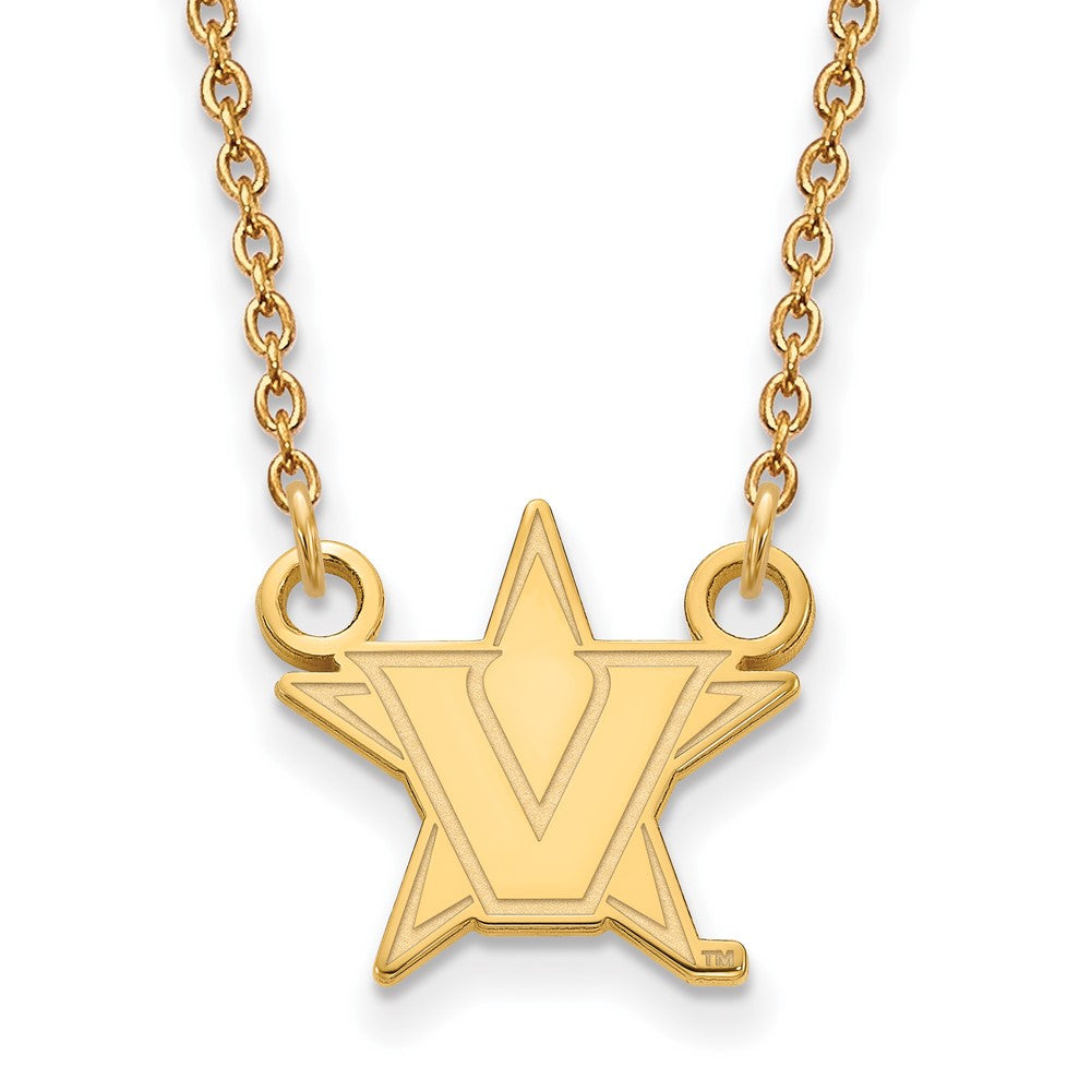 Sterling Silver with GP Vanderbilt University Small Pendant with Necklace