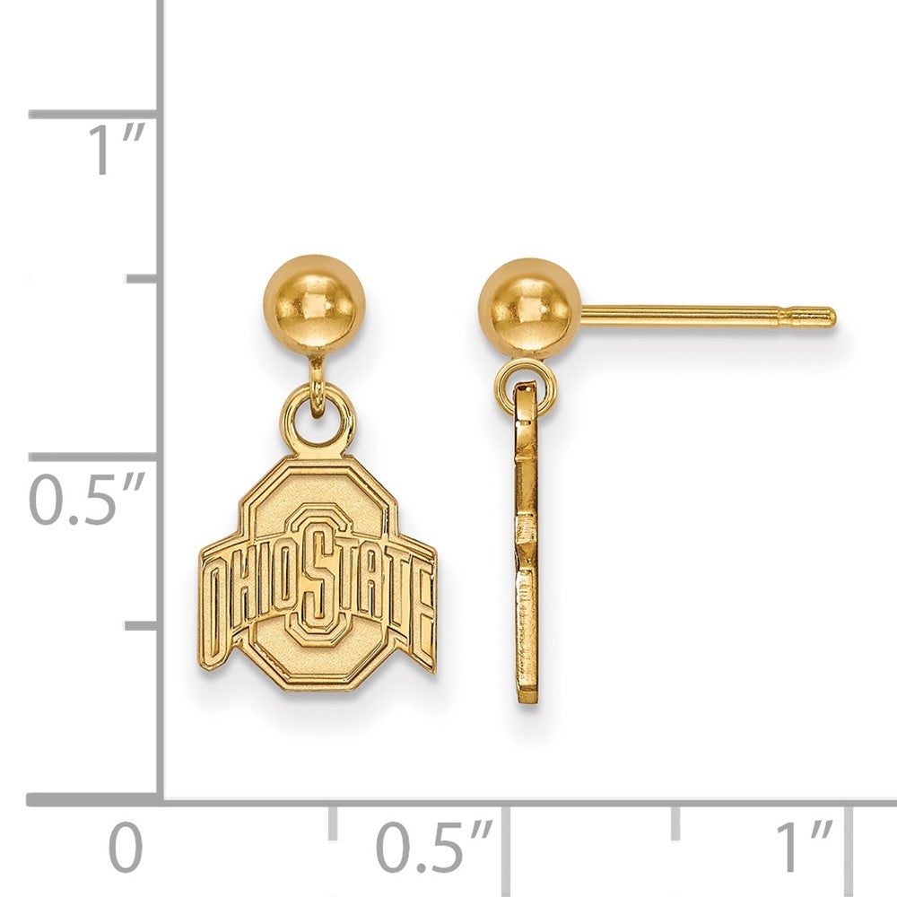 Sterling Silver Gold-plated Ohio State Univ. Dangle Post Earrings