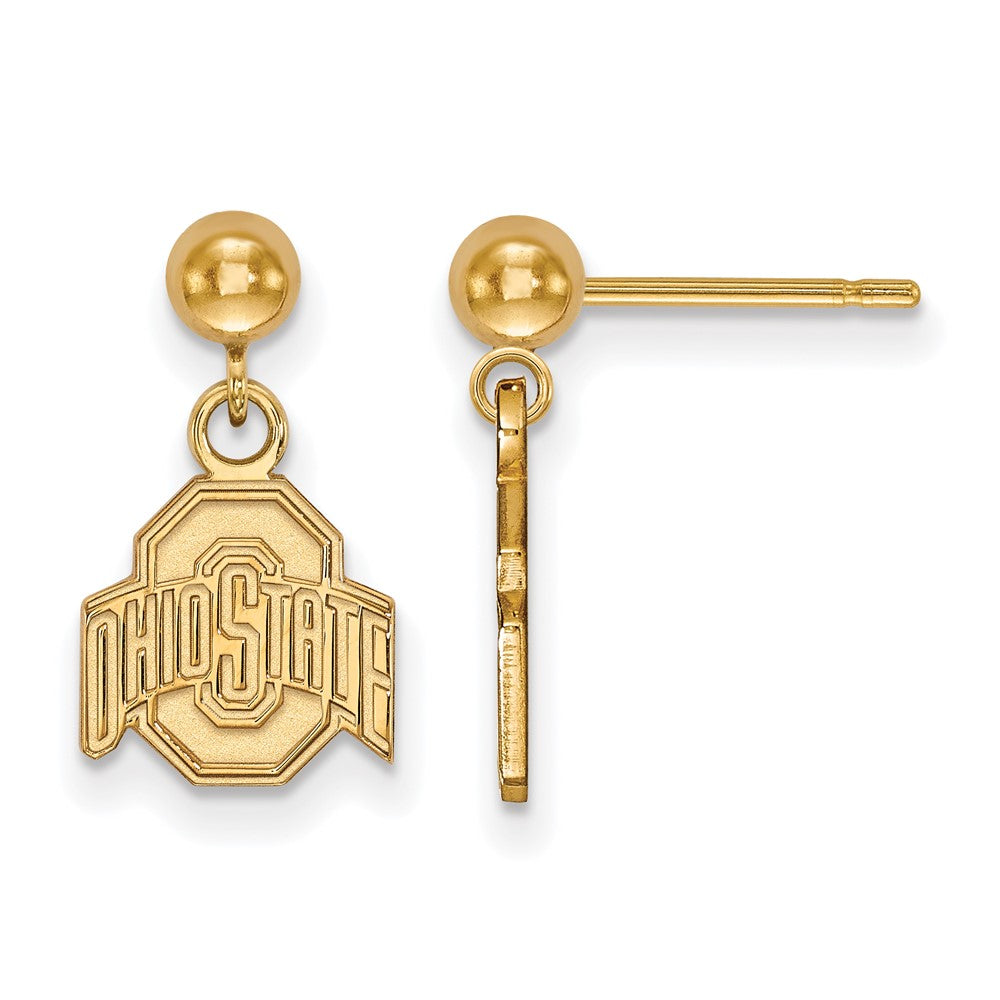 Sterling Silver Gold-plated Ohio State Univ. Dangle Post Earrings