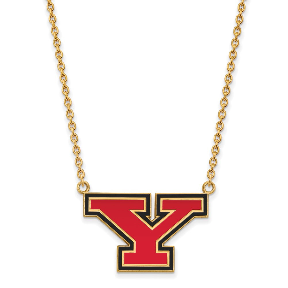 Sterling Silver Gold-plated Youngstown State U Large Enamel Necklace