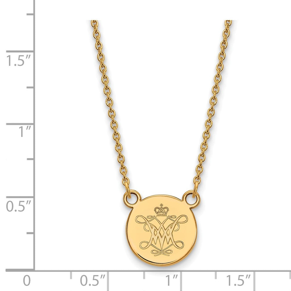 Sterling Silver Gold-plated William and Mary Small Disc Necklace