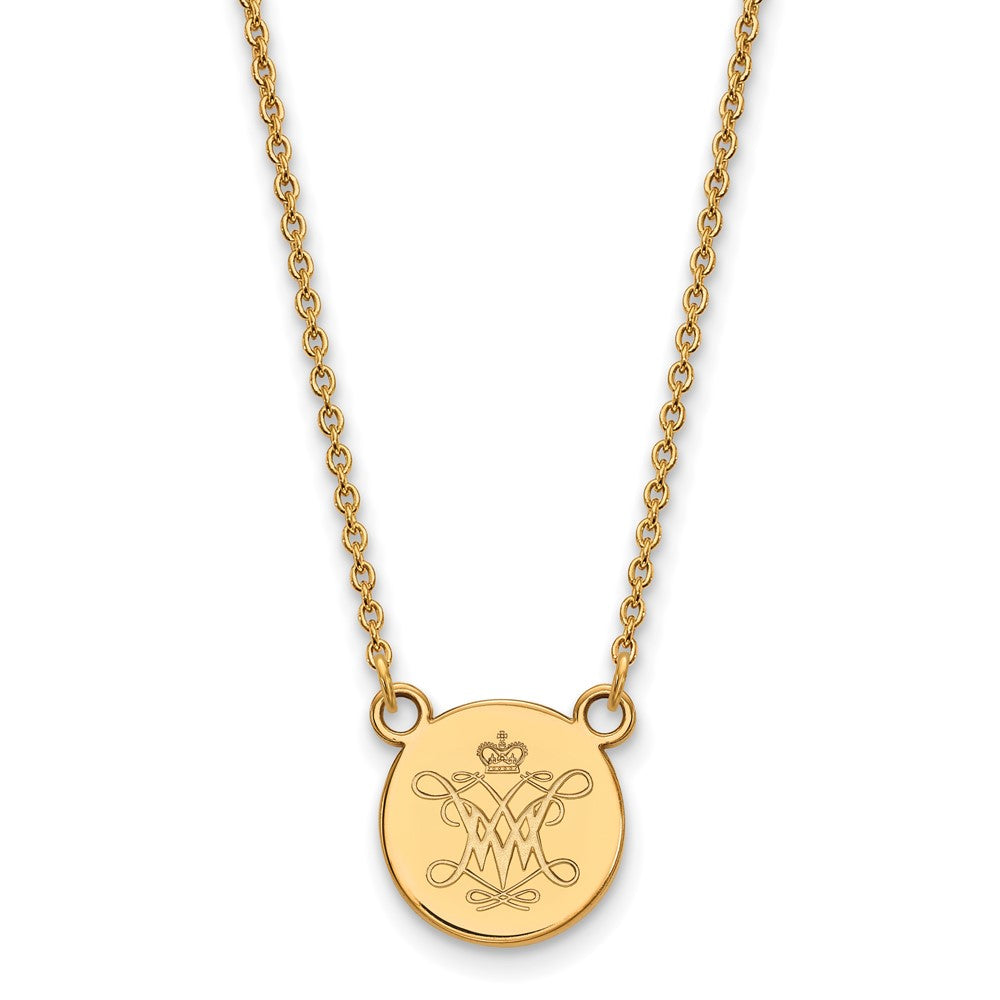 Sterling Silver Gold-plated William and Mary Small Disc Necklace